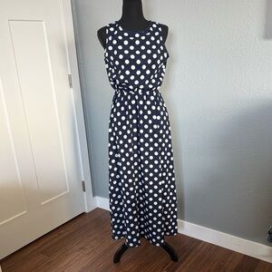 Navy Polka Dot Maxi Dress
